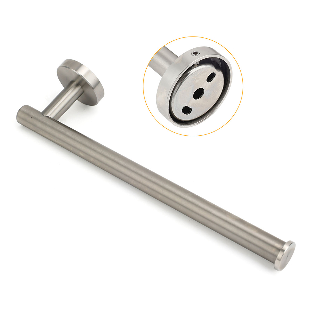 Brushed Nickel Round Towel Rack Holder Hook Clothes Hanger Bathroom Accessory — image 3