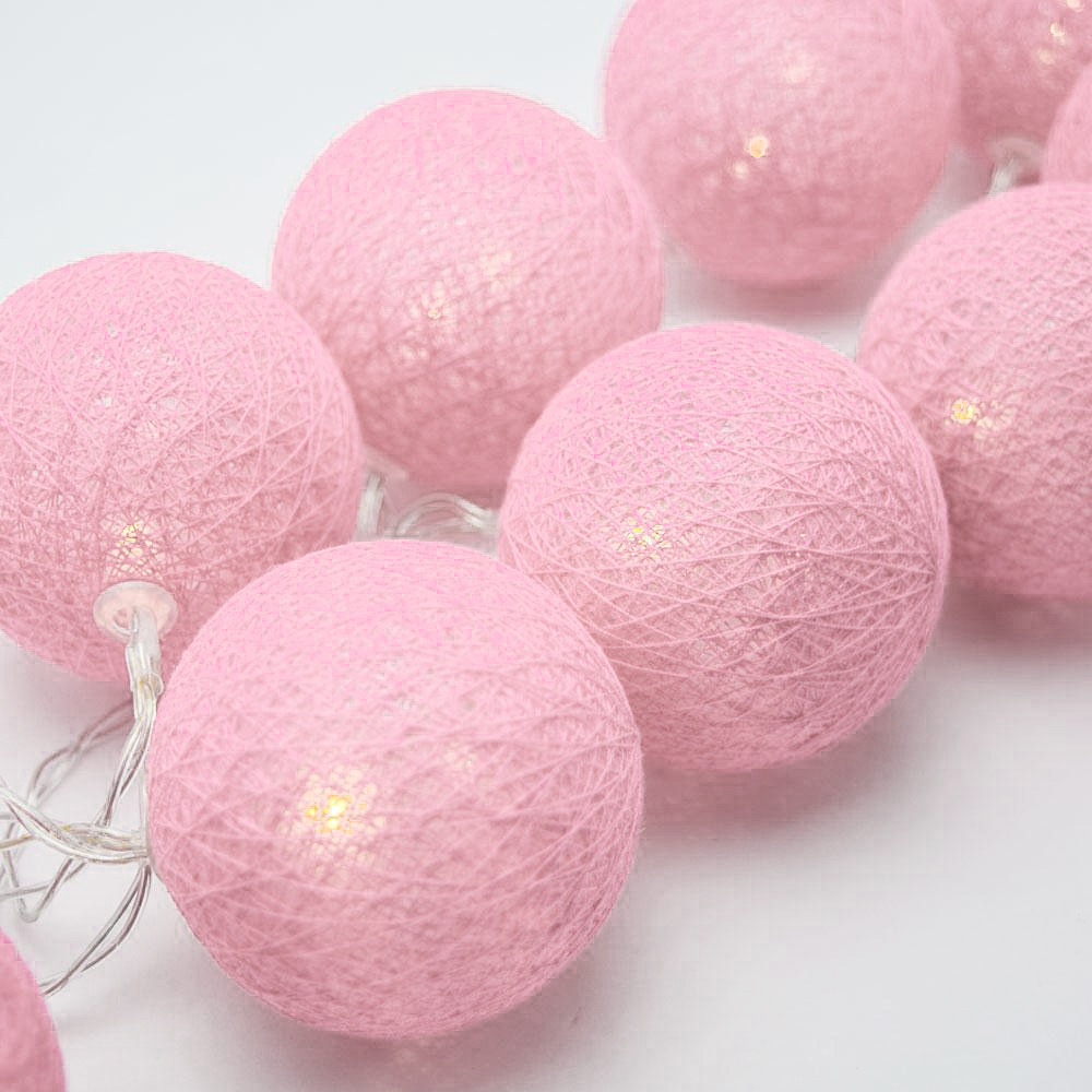 20 Ball Pastel Pink 3m String Light Battery Box 5cm Cotton Ball Christmas Birthday Bbay Girl Special Occasion Decoration โ image 6