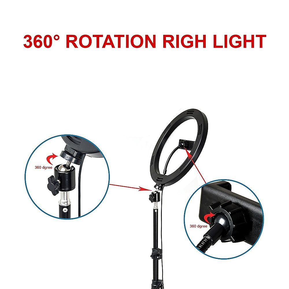 10" LED Selfie Ring Light with 1.6M Tripod Stand Phone Holder Photo Live Makeup — image 5