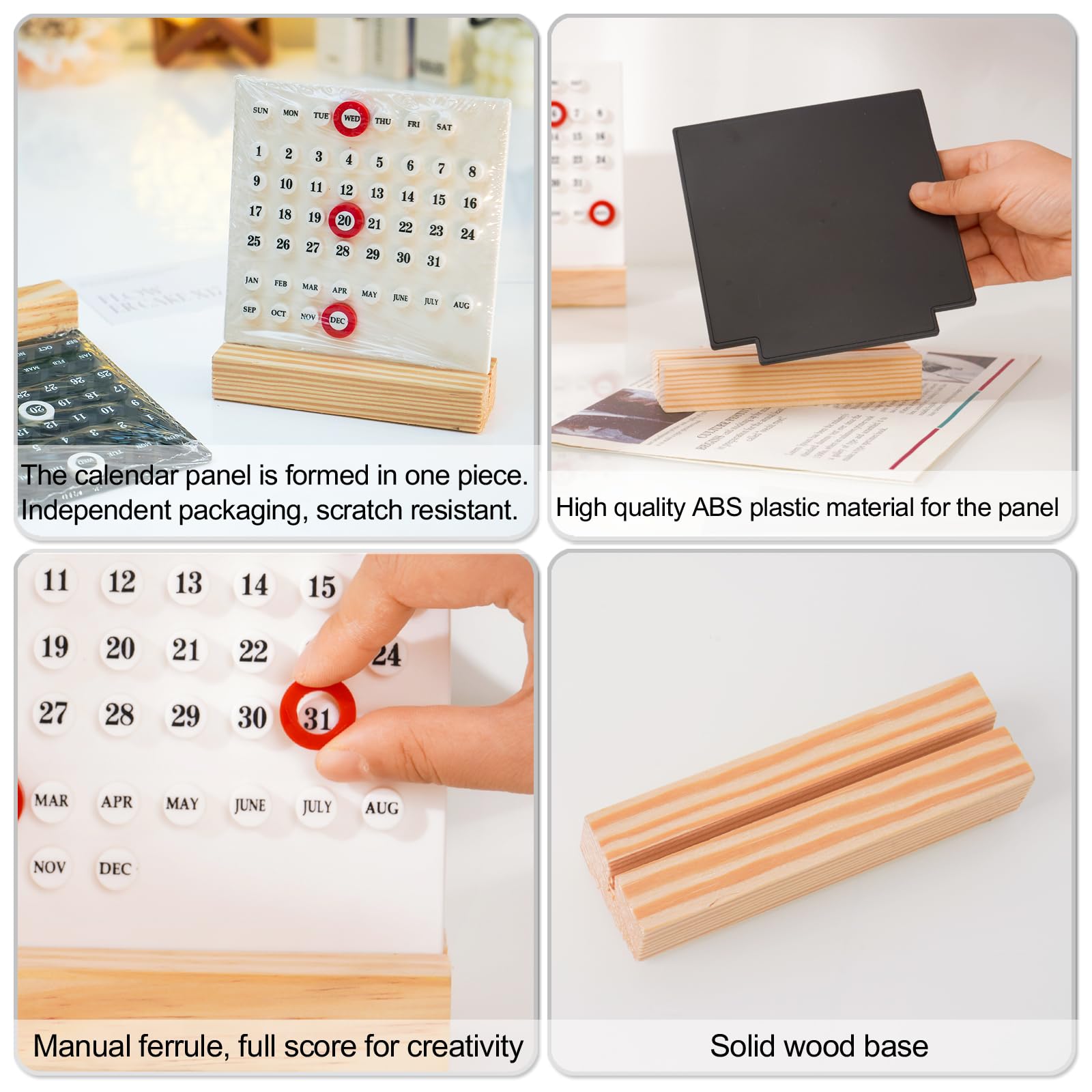 1 Piece Wooden Perpetual Desk Calendar with Retro Date Display for Home Offices, Study Desks and Everyday Decorative Organisation, Black — image 6