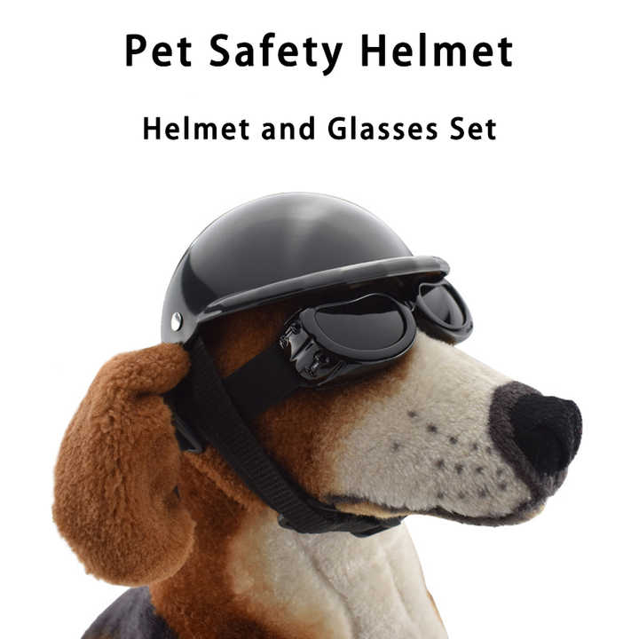 Size L Black Pet Helmet & Goggles Set - Adjustable Safety Gear for Dogs, UV Protection, Durable ABS Material, Stylish Outdoor Accessory โ image 4