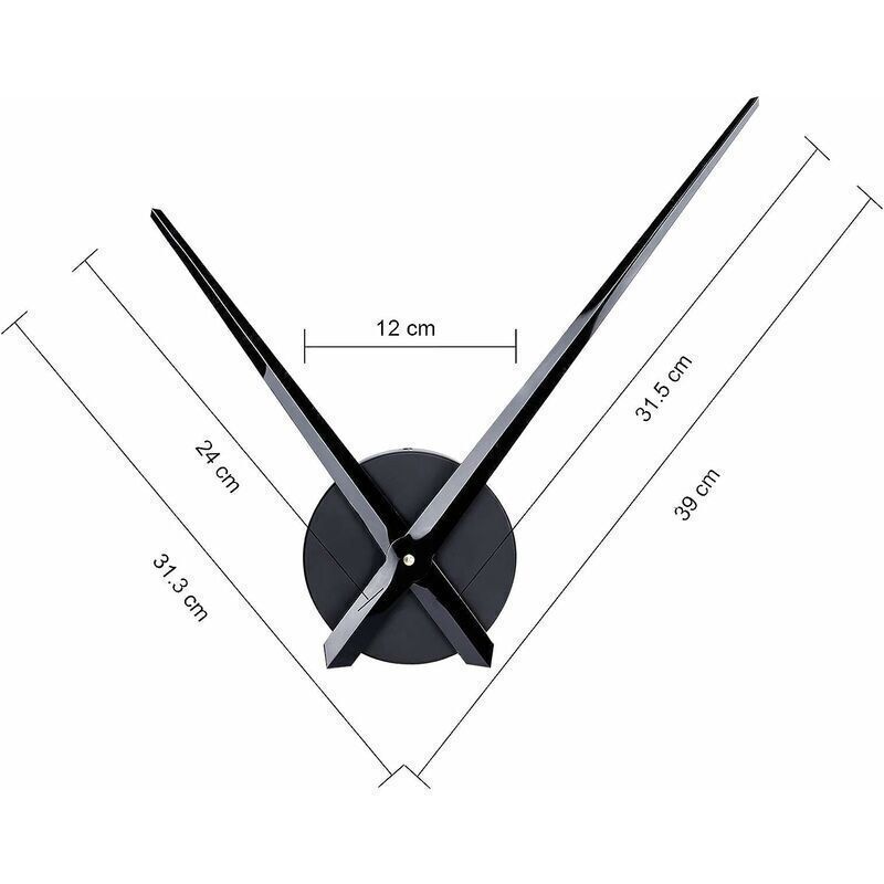 Large Wall Clock with Simple Black Hands, No Numerals, High Longitudinal Axis Clock Movement Mechanism with Long Hands, 31.5 cm — image 4
