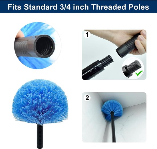 Dust brush head - 8" diameter blue screw head for spider web vacuum cleaners — image 3