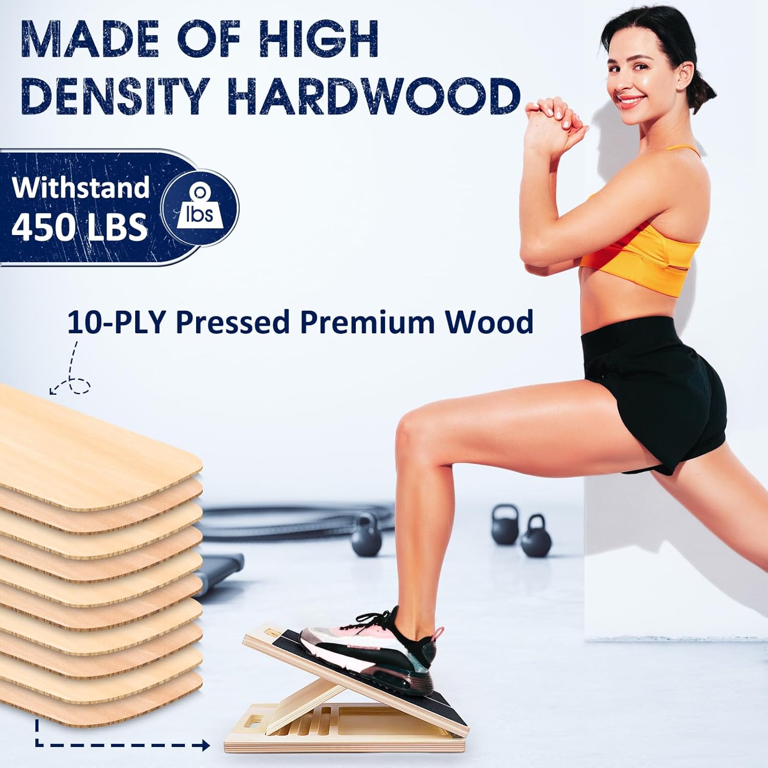 Portable Wooden Slant Board for Calf Stretching Squats Calf Stretcher Pilates Physical Therapy Equipment Adjustable Incline Board for Knees Ankle Heel Feet Leg — image 3