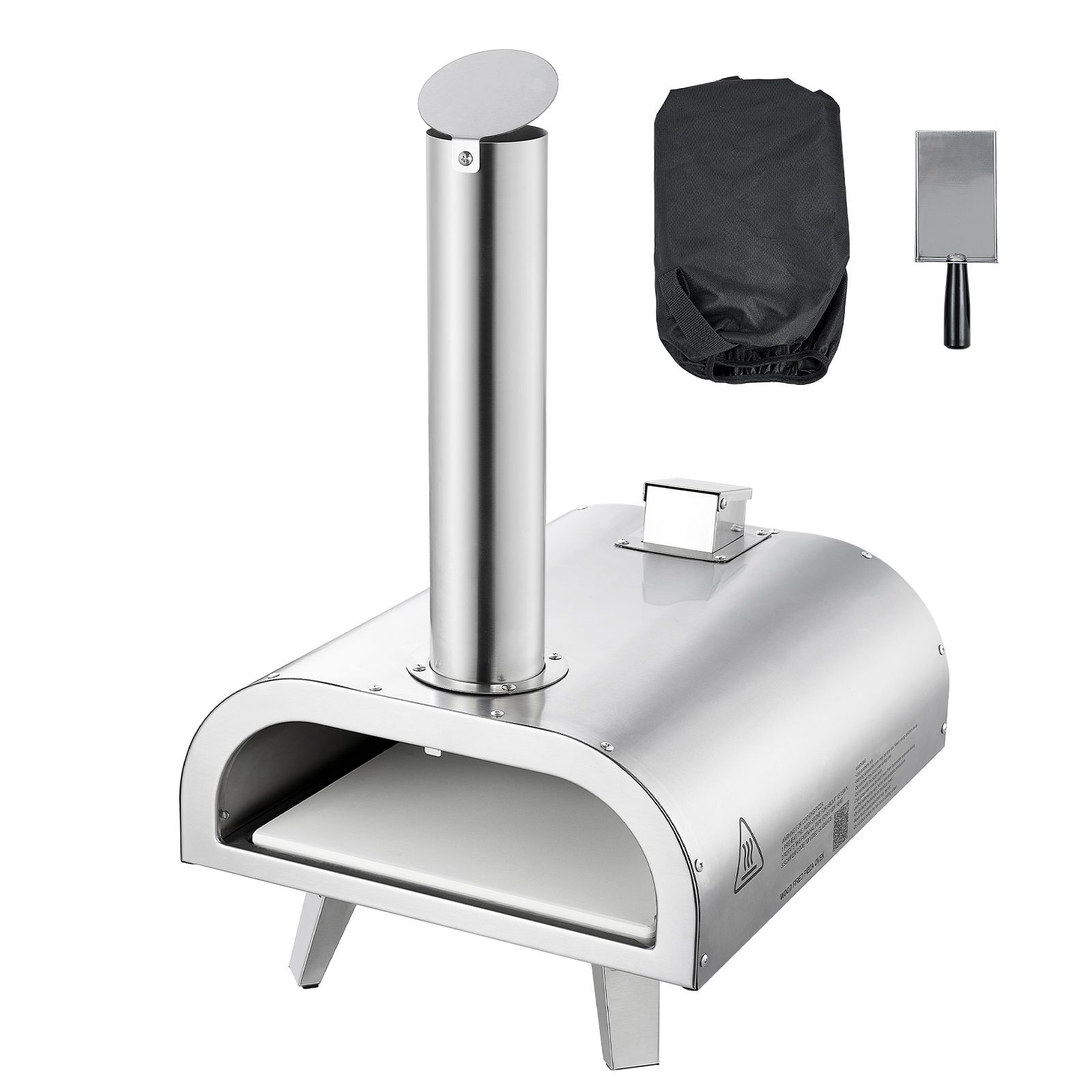 Pizza Oven Outdoor, 12" Pellet Pizza Oven, Portable Pizza-Stove with Built-in Thermometer, Wood Fired Stainless Steel Pizza-Maker, for Backyard, Camping