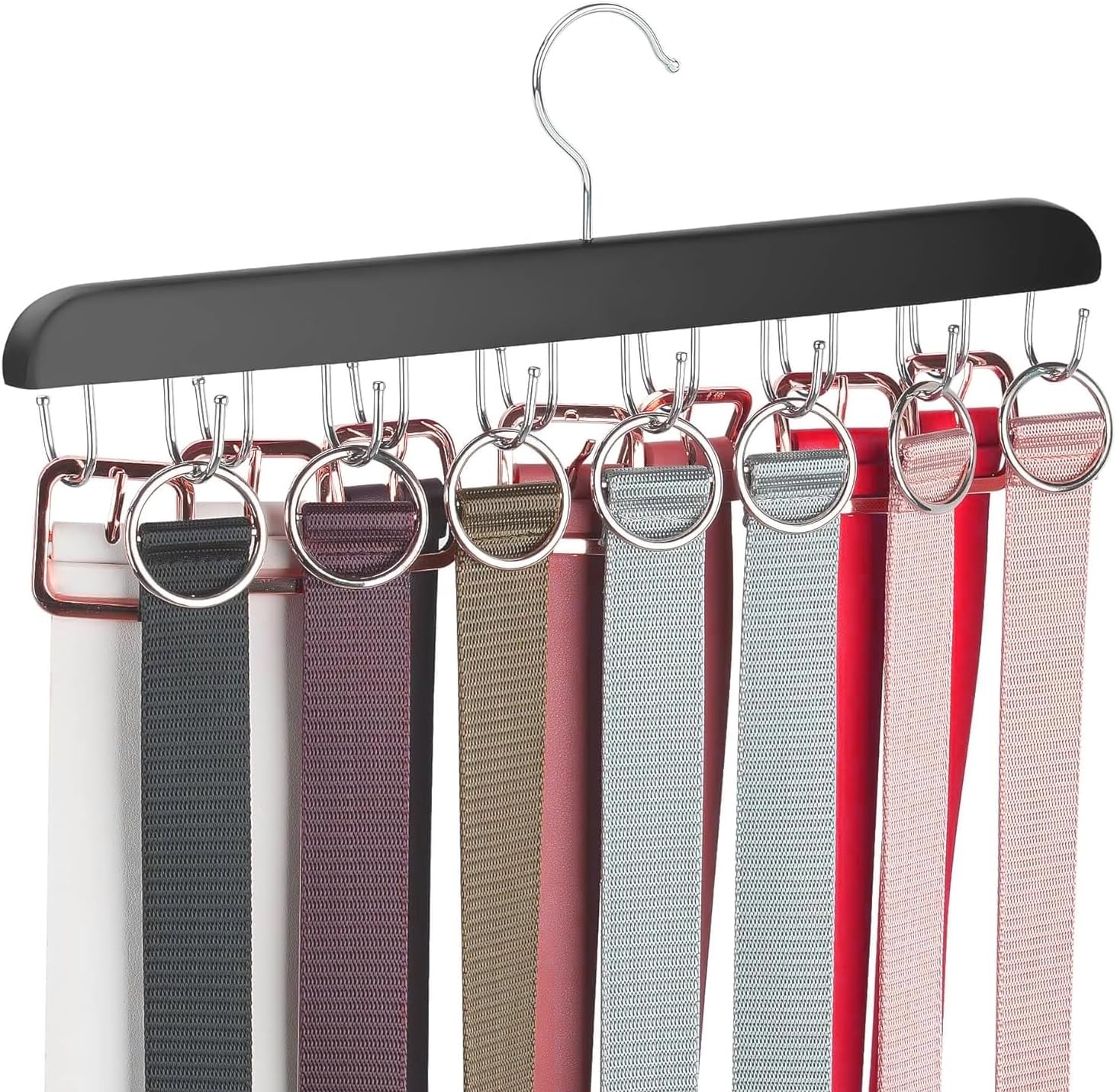 Belt Hanger Belt Organizer Tie Rack Tank Top Bra Hanger Tie Hanger Bra Organizer for Closet with 14 Hooks,Upgraded 360Β°Rotating,Space Saver for Underwear & Tie