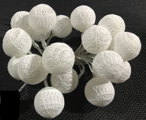 1 Set of 20 LED White 5cm Cotton Ball Battery Powered String Lights Christmas Gift Home Wedding Party Bedroom Decoration Outdoor Indoor Table Centrepiece โ image 2