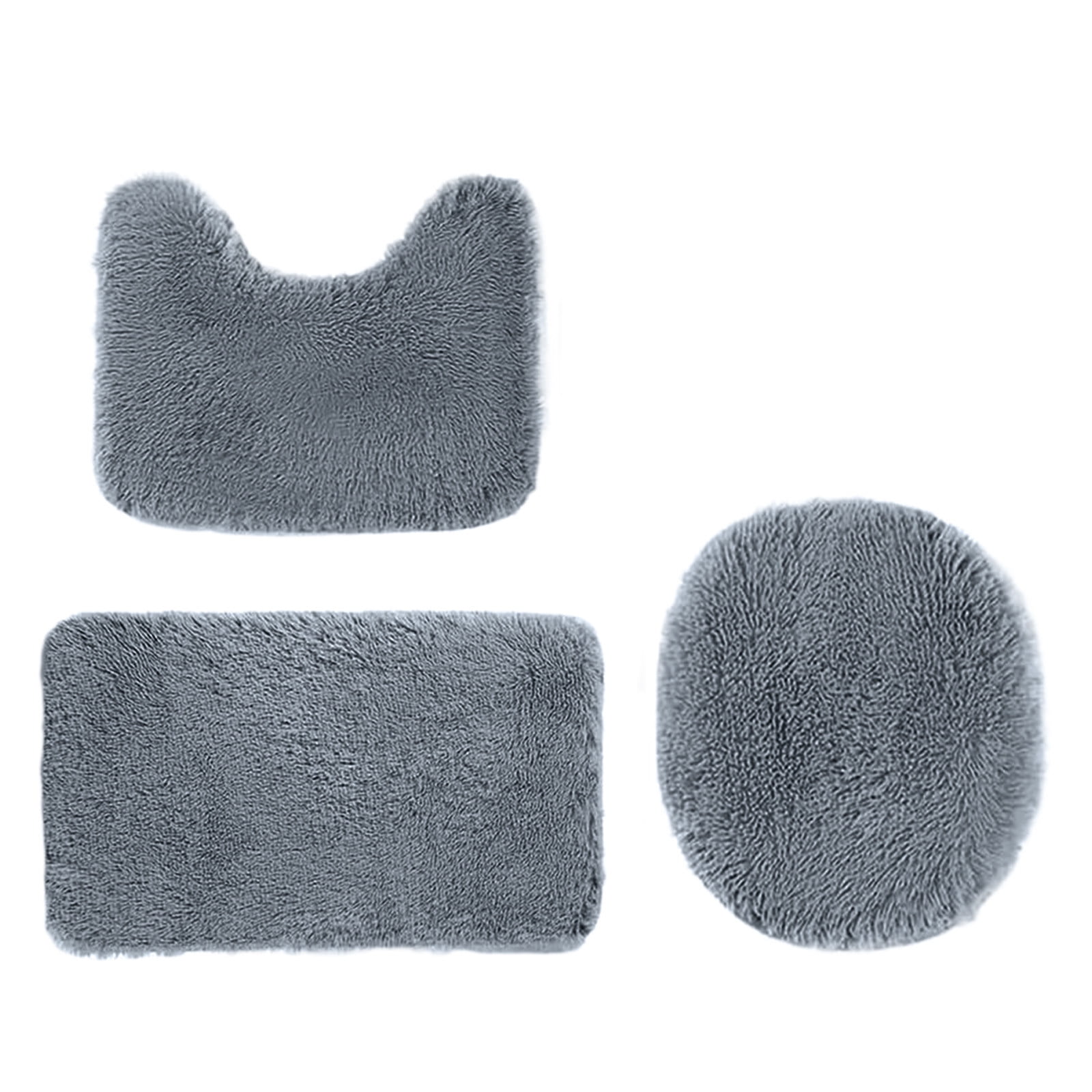 Bathroom Rugs Sets, Non-Slip Bath Mat Set 3 Piece, Soft Comfortable Washable Bathroom Mat Set, Quicker Dry Bathroom Rug with Toilet Rug Dark Gray — image 2