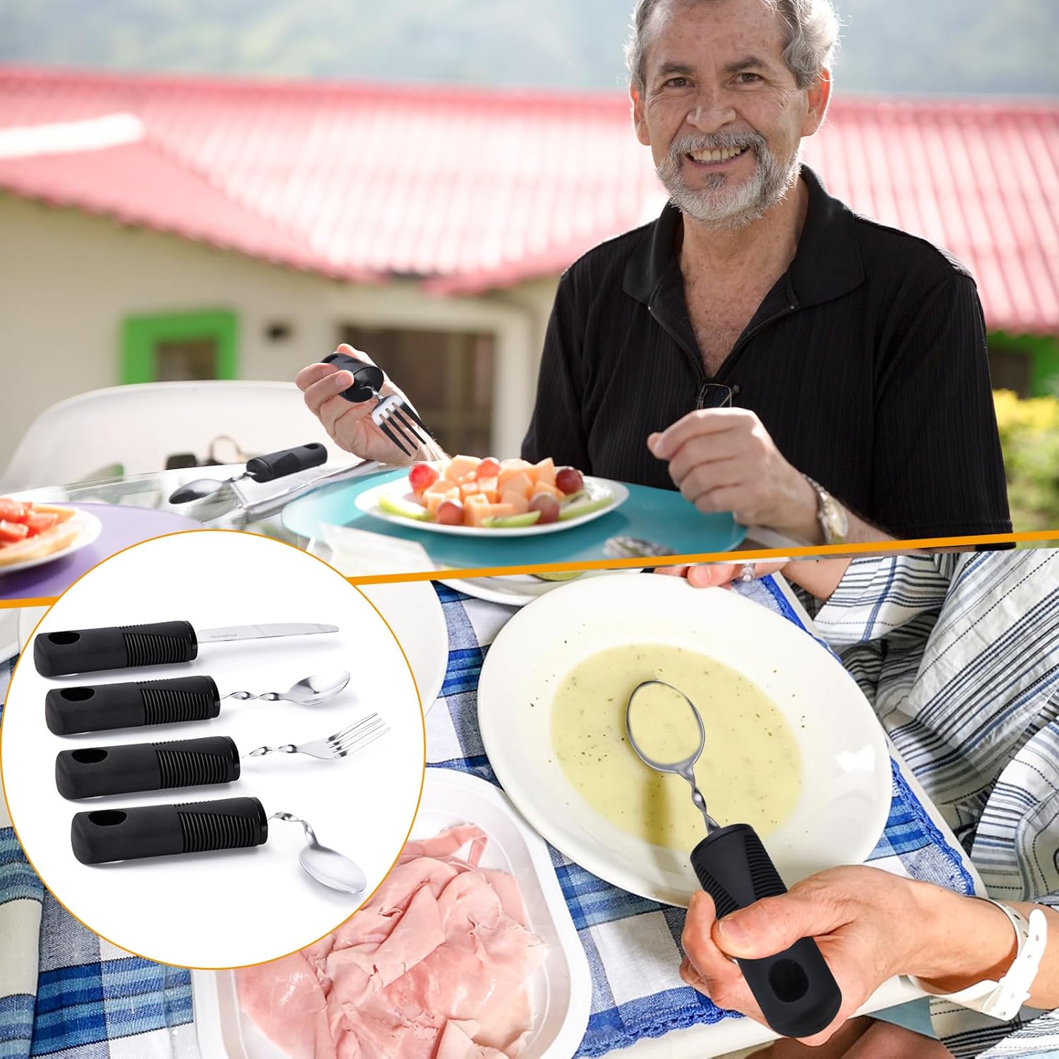 Foldable cutlery - Four-piece cutlery set - Weighted cutlery for hand tremors - Weighted silverware for Parkinson's disease patients - Arthritic hands — image 6