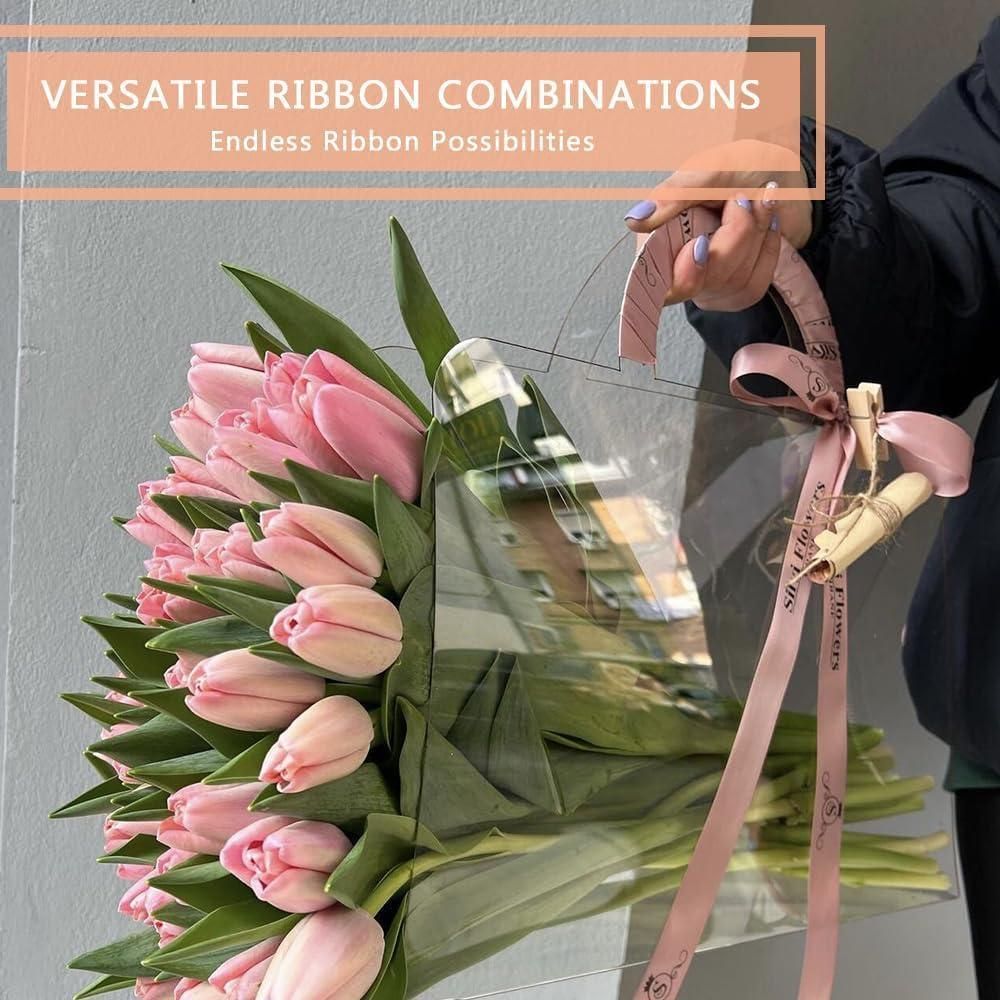 10pcs Transparent Flower Handbags Clear PET Bouquet Holder Gift Bags for Events - Love โ image 6
