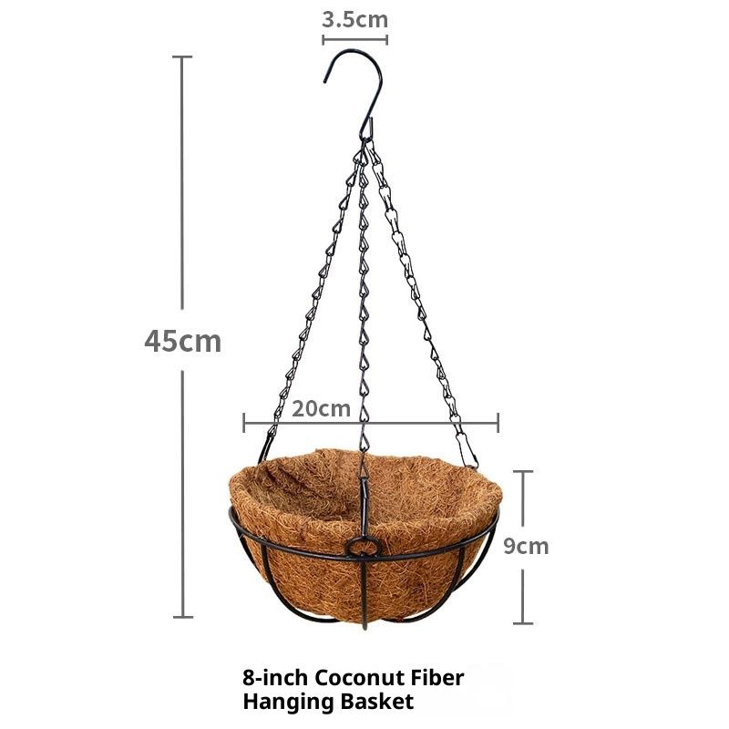 Series Hanging Basket, 8-Inch with Chain Metal Hanging Baskets for Plants Outdoor Hanging Flower Pots Outdoor Decorative Round Wire Plant Holder — image 5