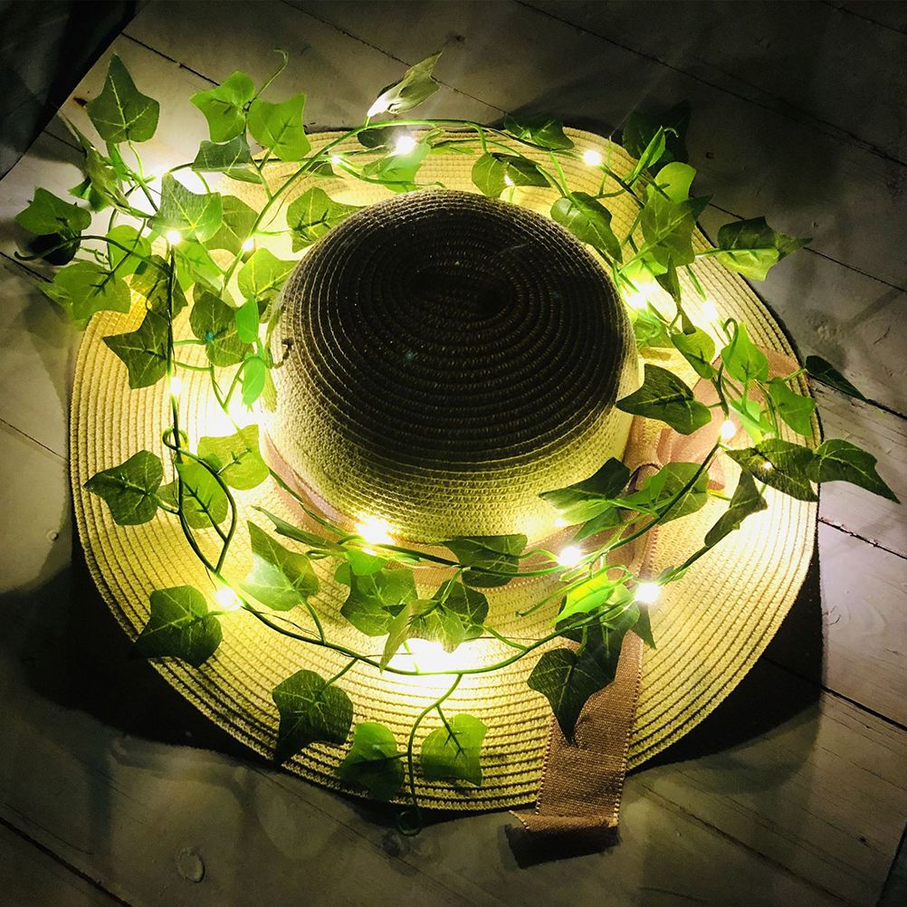 Artificial Plants LED String Light Green Leaf Vine Battery Operated Fairy String Lights for Home Wedding Decor — image 4