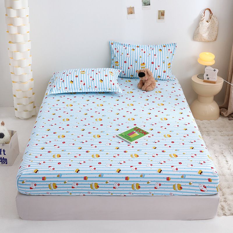 Yuan sheng Home Textiles Pure Cotton Cartoon Dog Sheet Blue cat 200*220cm standard model โ image 2