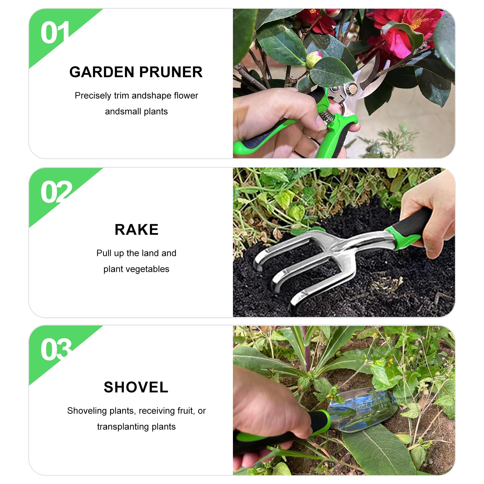 Complete 8-Piece Garden Tool Set with Carry Bag – Stainless Steel & Aluminum Tools for Digging, Pruning, Planting, and Weeding — image 4