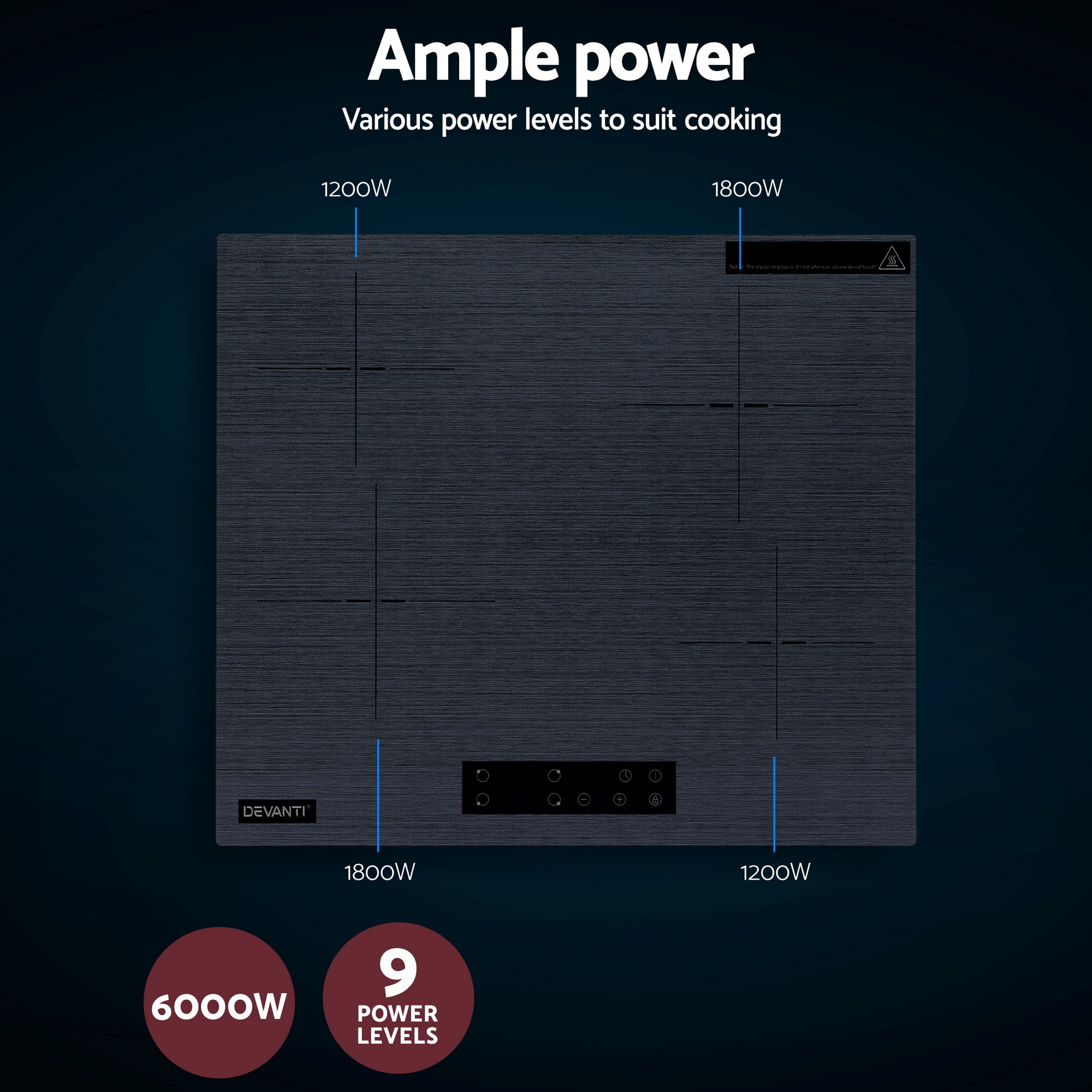 Devanti Electric Ceramic Cooktop 60cm Touch Control Grey — image 6
