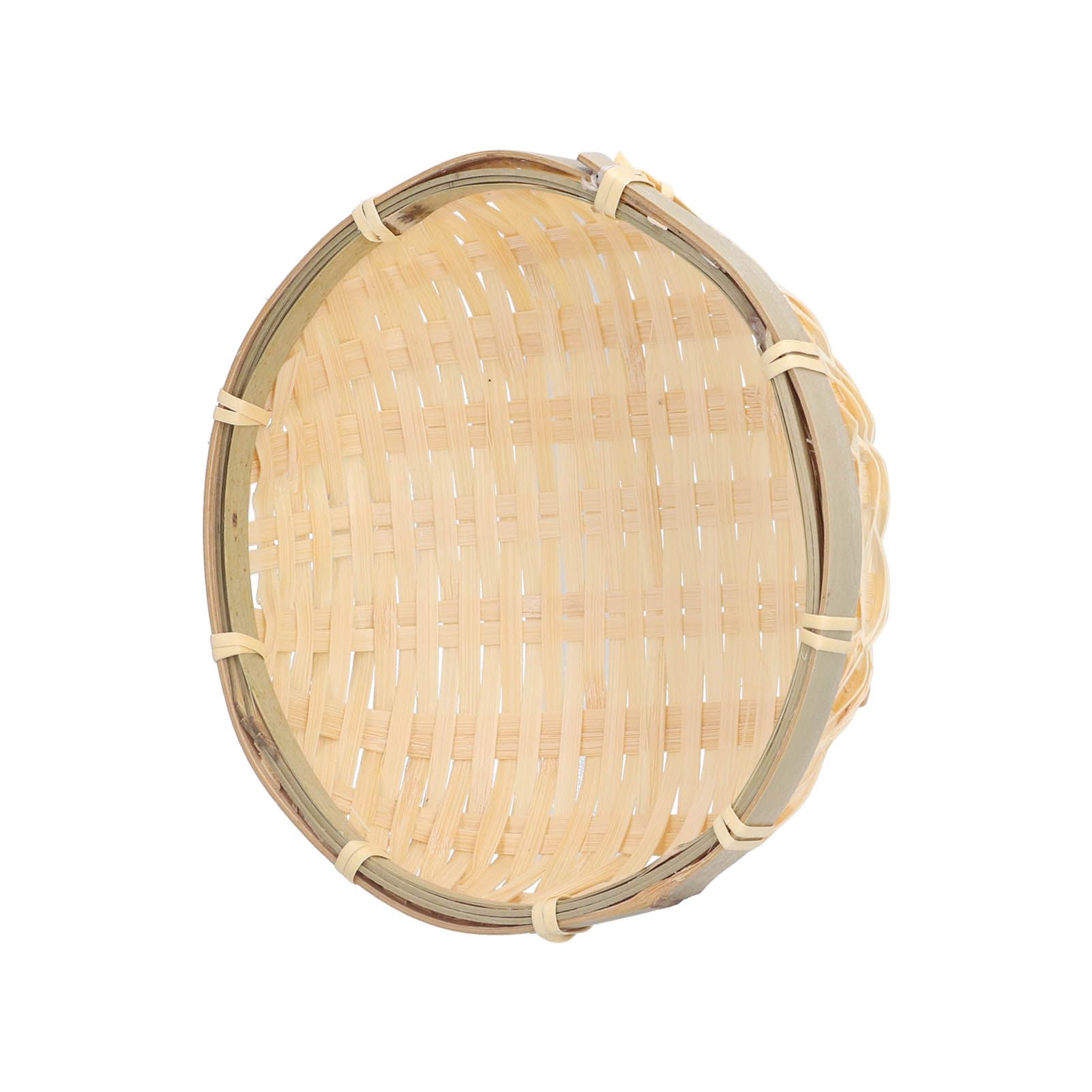 Fruit Basket Hand Woven Bamboo Mini Multifunctional Sturdy Serving Basket Tray for Living Room Kitchen 15x5cm — image 2