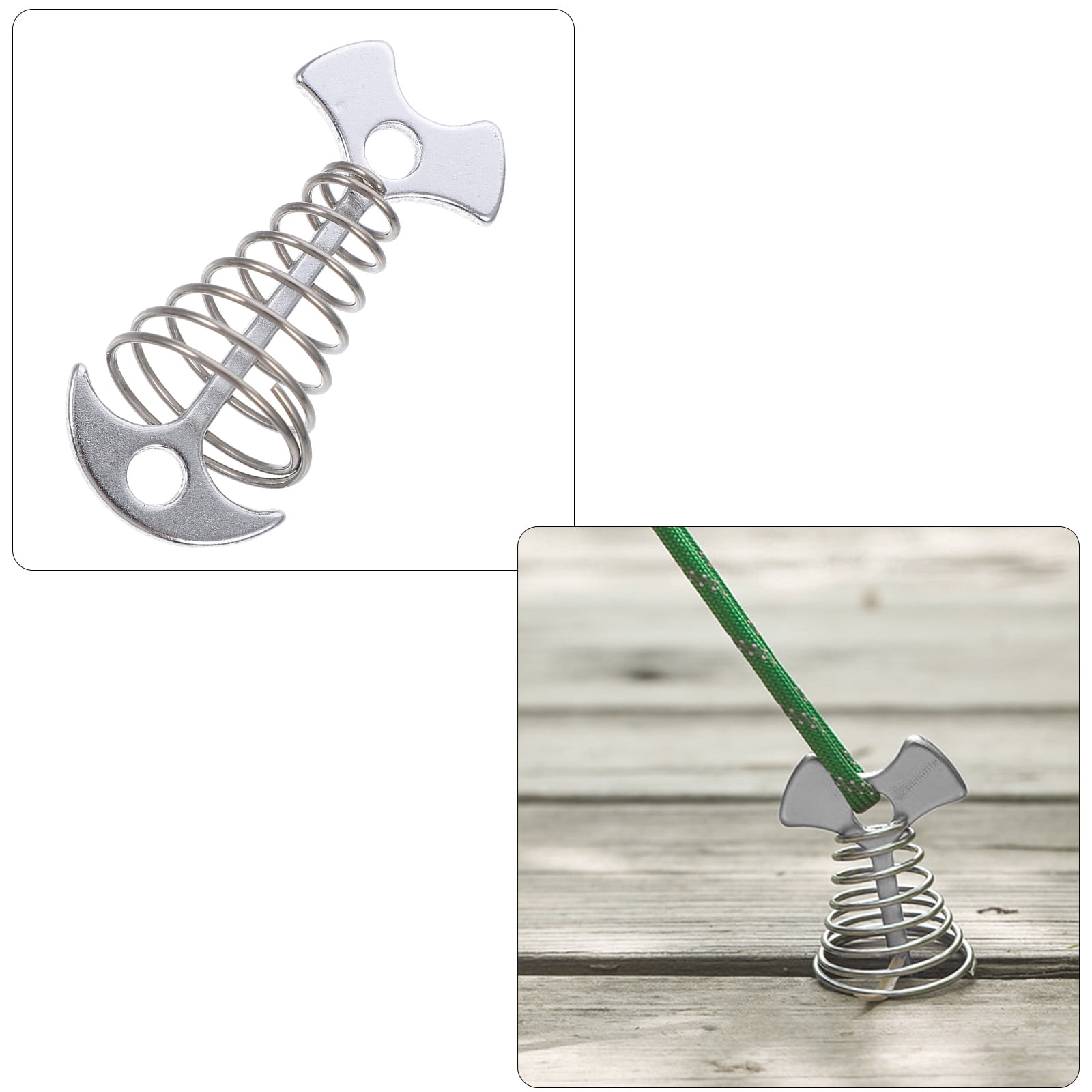6Pcs Stainless Steel Fishbone Tent Pegs for Outdoor Camping with Tent Rope Buckle 3.1 × 1.6 × 1.2in — image 2