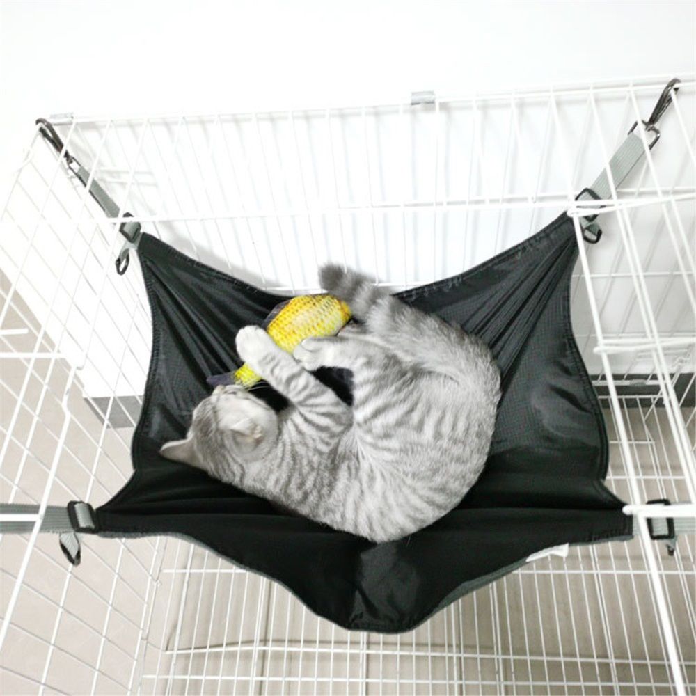 Cat Hammock for Cage - Hanging Washable Soft Outdoor Mat, Waterproof Cooling Bed for Large Kittens 16.5*22 in (Black) — image 5