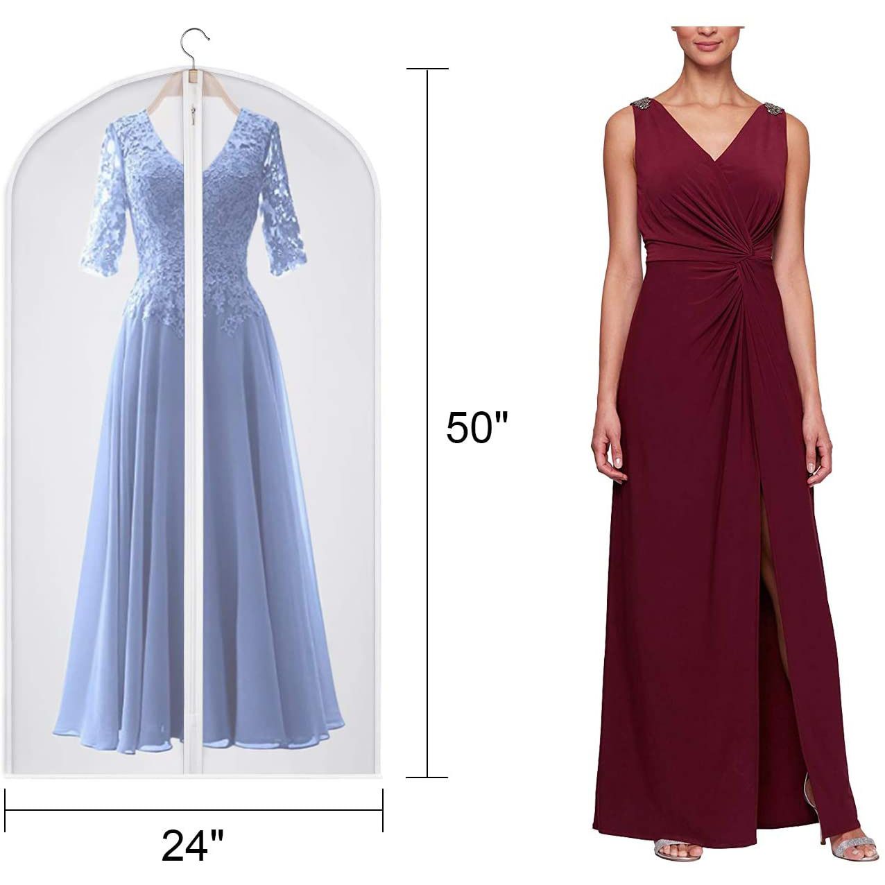 Garment Bags Dress Bag for Storage Dust-Proof Suit Protector Cover Bag with Zipper for Long Dresses, Suit Set of 10 — image 2