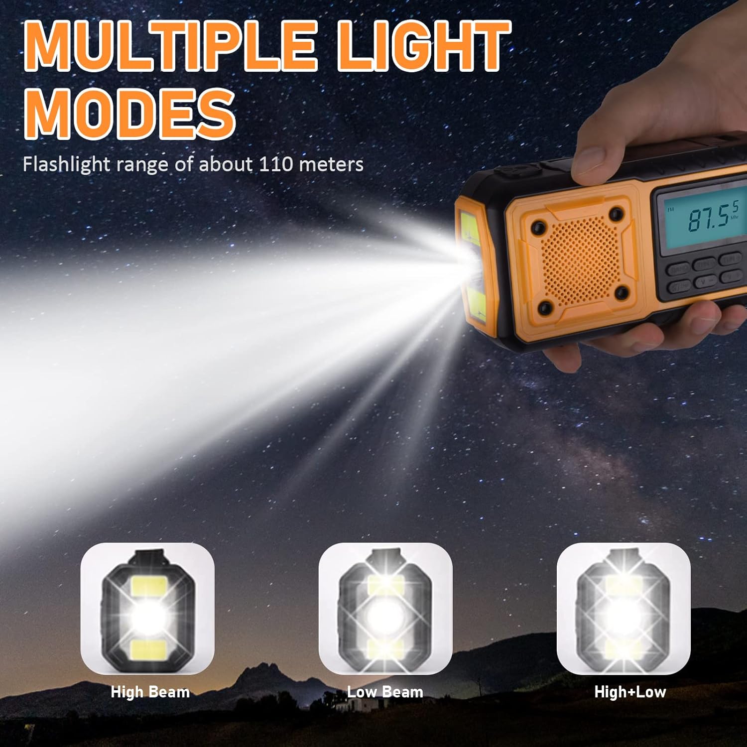 Hand-crank emergency radio - Portable AM/FM and shortwave radio - Supports charging via solar power/USB/hand crank - Equipped with a 4000 mAh rechargeable — image 4