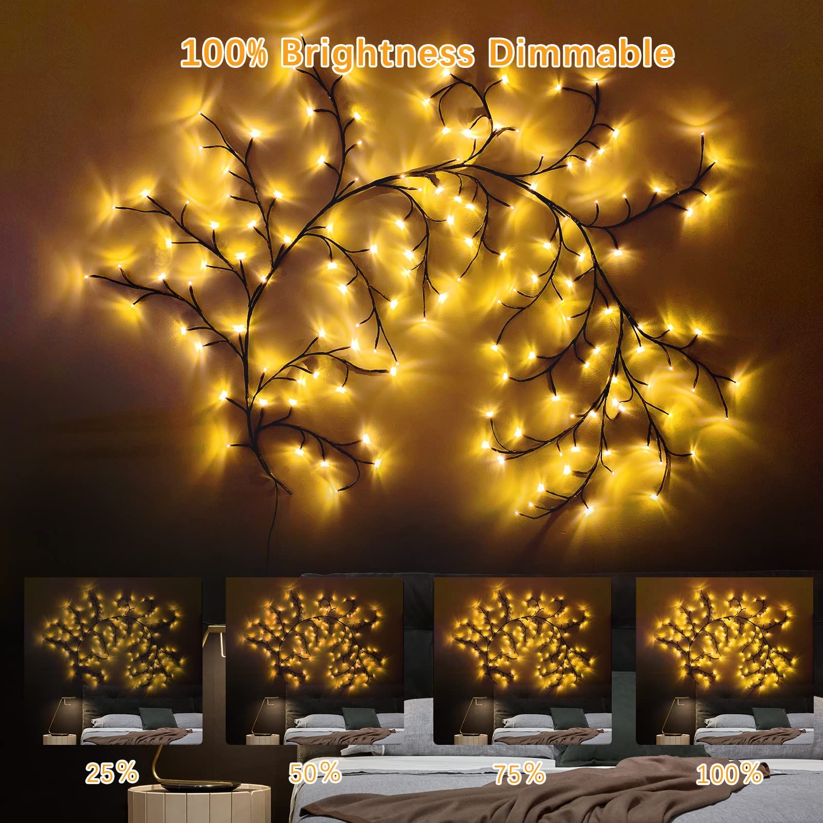 Enchanted Willow Vine Lights for Wall:Twinkling Tree Branch Light for Living Room and Bedroom Home Decor-Warm White Twinkle Tree Lights Lighted(1.8 meters — image 3