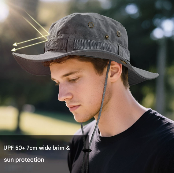 White Foldable Wide Brim Sun Hat Unisex Bucket Safari Cap Adjustable 56-60cm for Fishing Hiking Camping and Outdoor Travel — image 3
