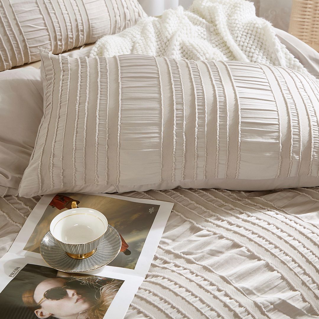 Tufted Boho Striped Embroidery Quilt/Doona/Duvet Cover Set - Queen Size — image 4