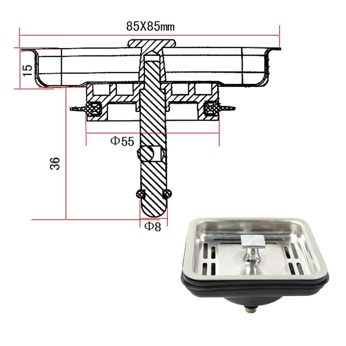 Kitchen Waste Disposer Square Lid Sink Plug Food Disintegration Drain Cover Tool โ image 3