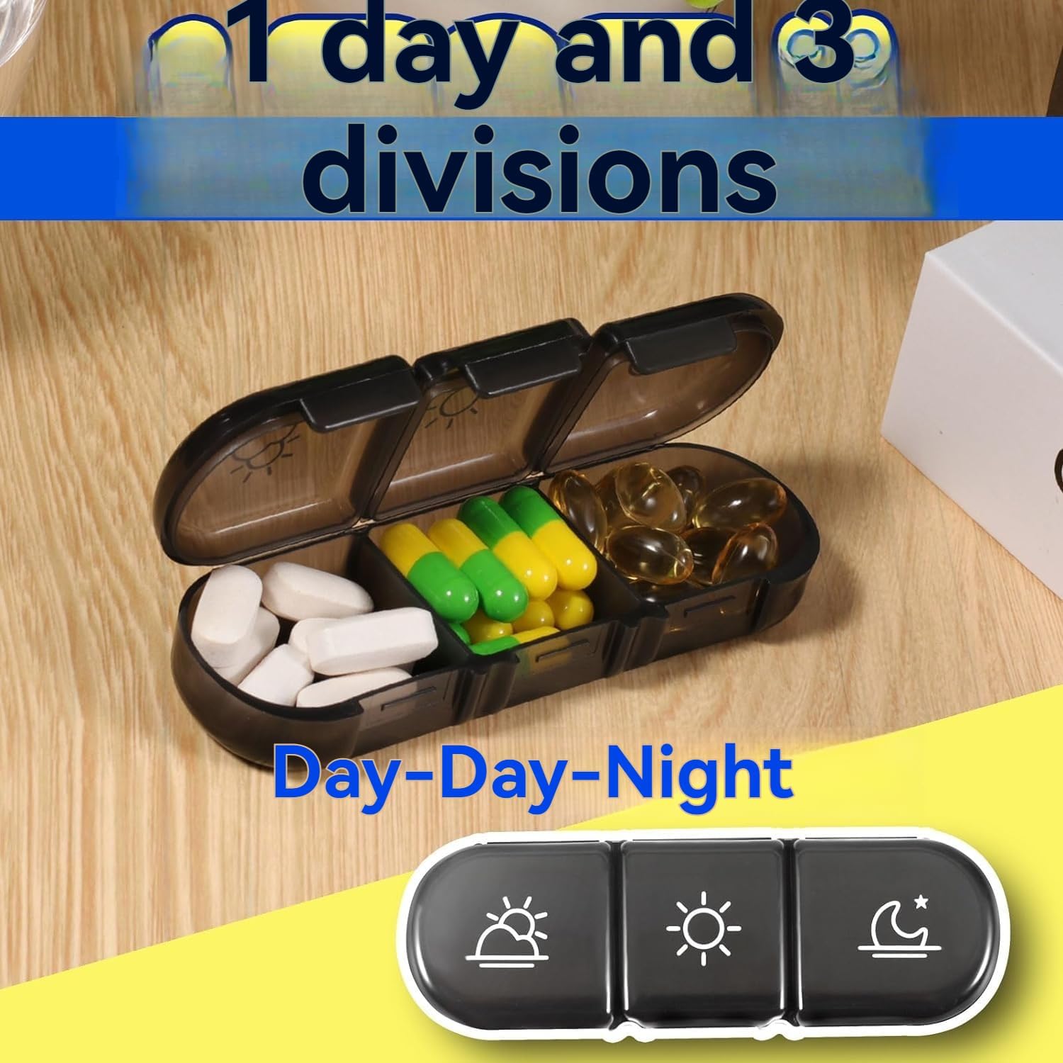 7-Day Organizer with Date Mark, Large Storage Box, PP+ABS Material, Lightweight and Travel-Friendly Design — image 3
