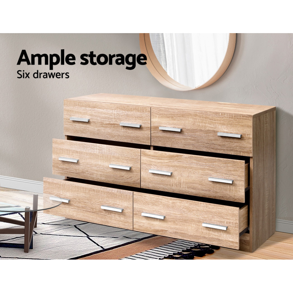 Artiss 6 Chest of Drawers - VEDA Pine — image 6