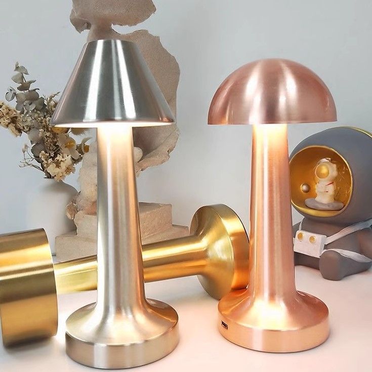 3-Color Dimmable LED Night Light Gold Dumbbell E Style, USB Charging Creative Metal Design, Bedroom Bedside Atmosphere Lamp, Popular Christmas — image 6