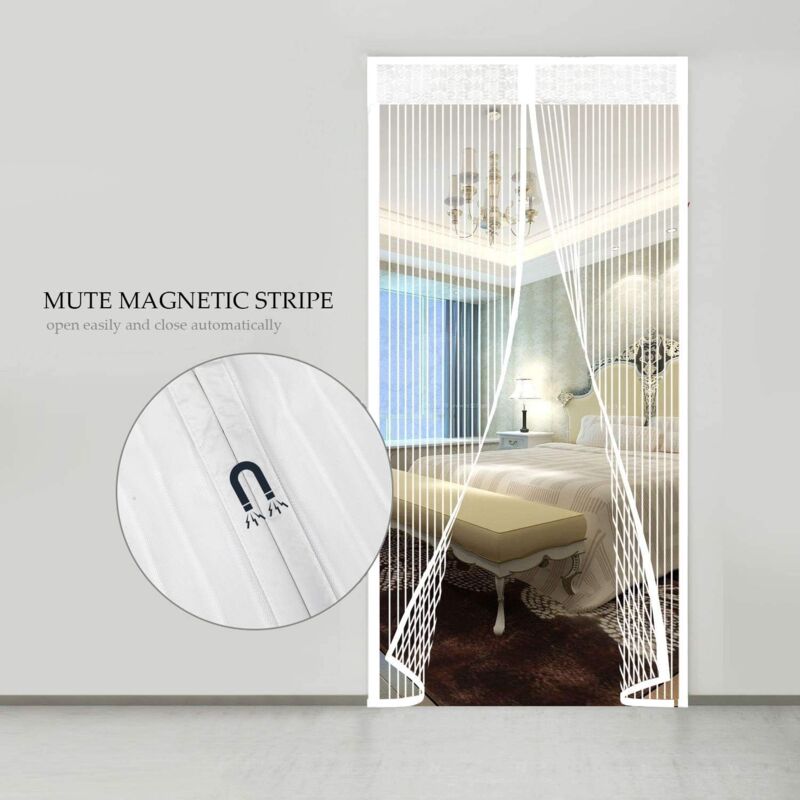 Magnetic Screen Door Automatic Closing Insect Screen Door Curtain With Magnets No Drilling (120X220Cm, White) โ image 3