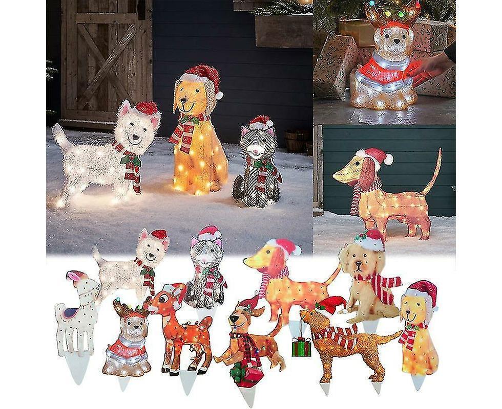 2D Christmas Dog With Led Lights Yard Decoration With Acrylic Garden Stake โ image 4