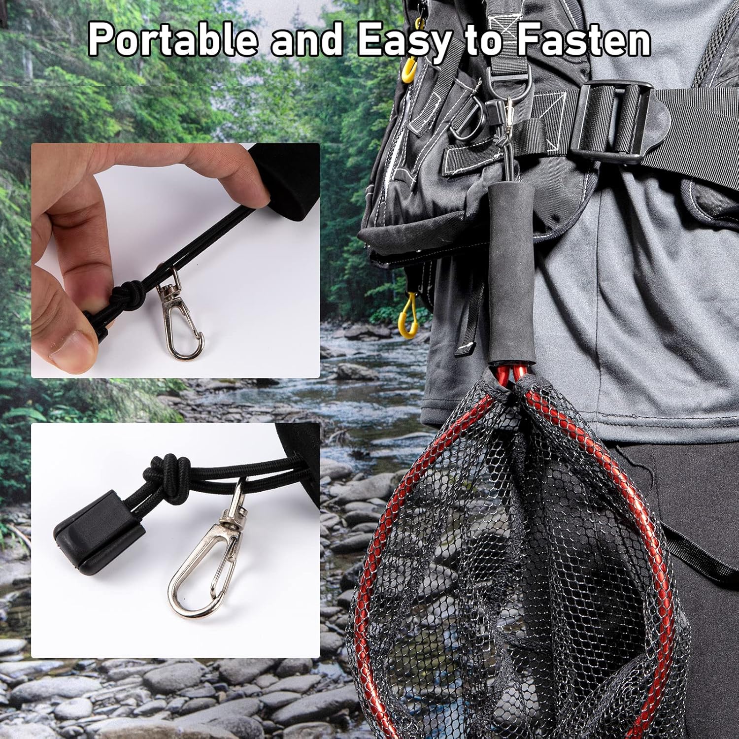 Fly Fishing Net with EVA Handle, Ice Landing Nets CNC Aluminum Alloy Frame, Rubber Coated Mesh Trout Kayak for Crappie Bass Sunfish Bulegill Panfish Black — image 4