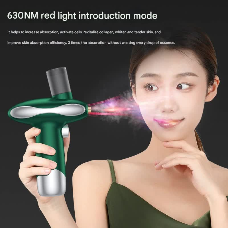 Portable Nano Facial Steamer & Oxygen Sprayer with Red/Blue Light Therapy(green) — image 3