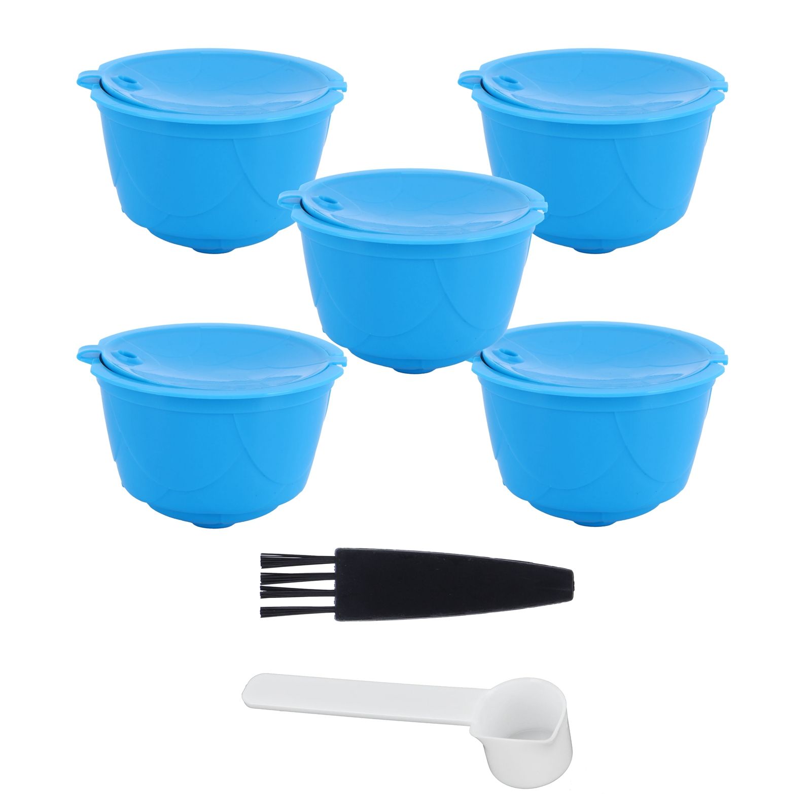 Refillable Coffee Capsule Filter Cup Kit Accessories for DOLCE GUSTO Coffee Machine(Blue 5 Capsules1 Spoon 1 Brush) — image 3