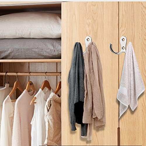 4 pieces of coat hooks with double pins, metal coat hangers, double coat hooks, suitable for bathroom, bedroom, door, wall, clothes, can hang jackets, scarves — image 4