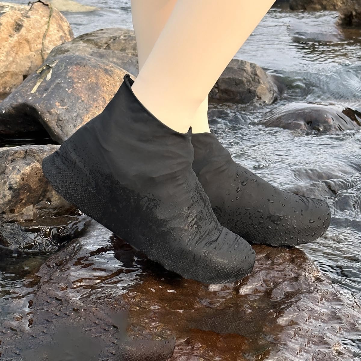 Overshoes - 1 Pair - Waterproof Silicone Overshoes - Reusable, Non-slip, Suitable for Outdoor Activities (Black - Size M) โ image 5