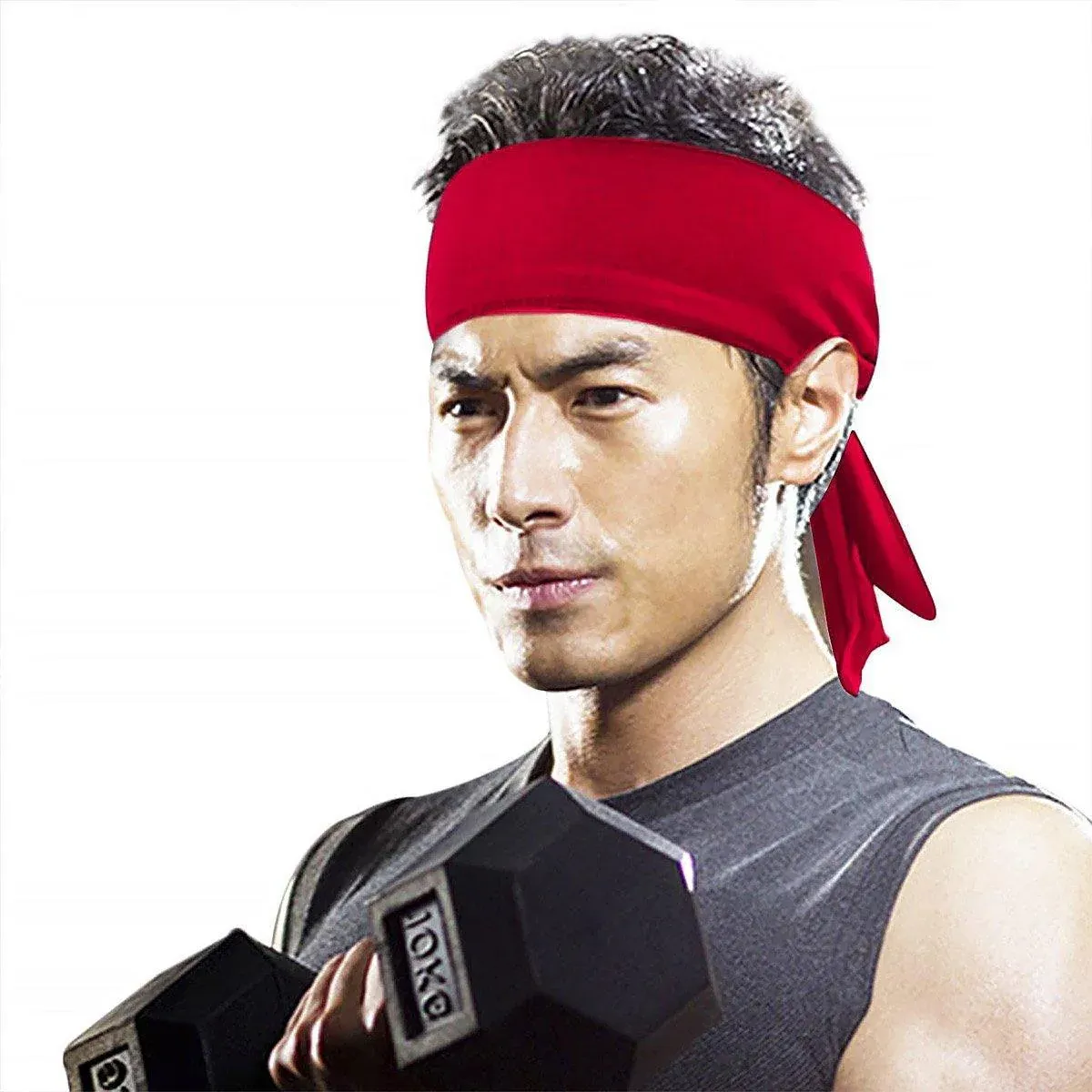 Red Sports Headband Quick Dry Sweat Absorbent Breathable Running Outdoor Fitness — image 5