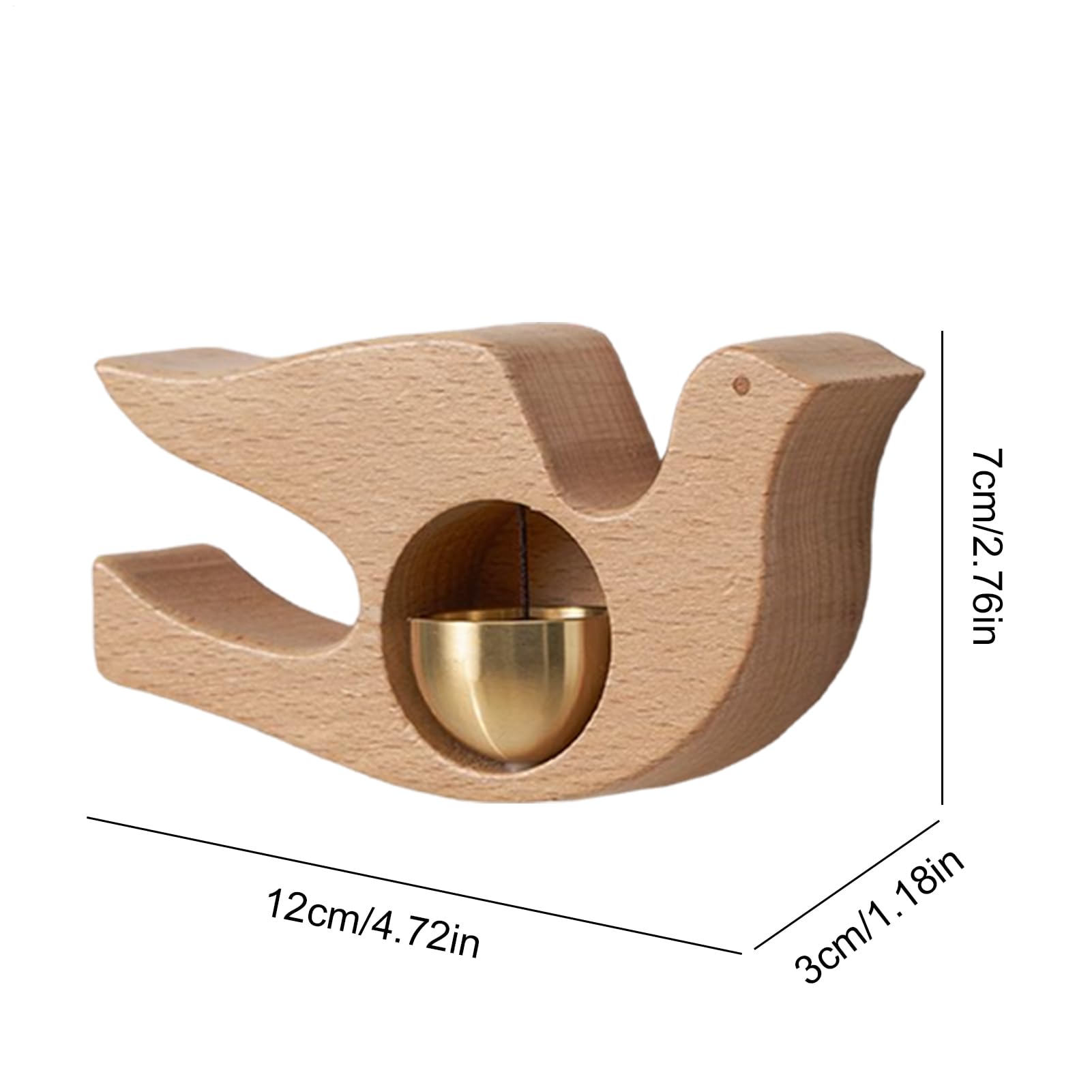 1 Piece Vintage Wooden Door Bell with Copper Chime and Magnetic Mount for Entryways and Bedrooms, Beech Whale Design — image 2