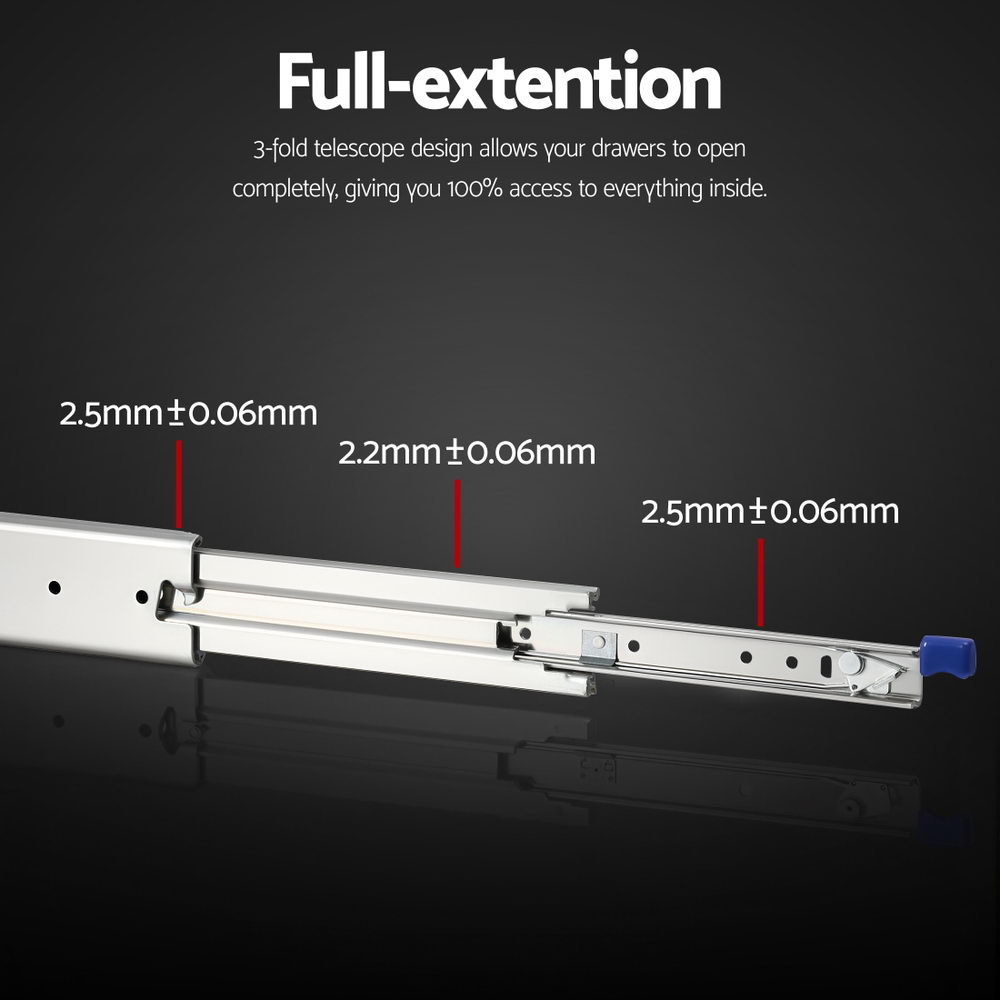 Giantz 2x Drawer Slides Full Extension Locking 227kg 1804-3608mm Length — image 5
