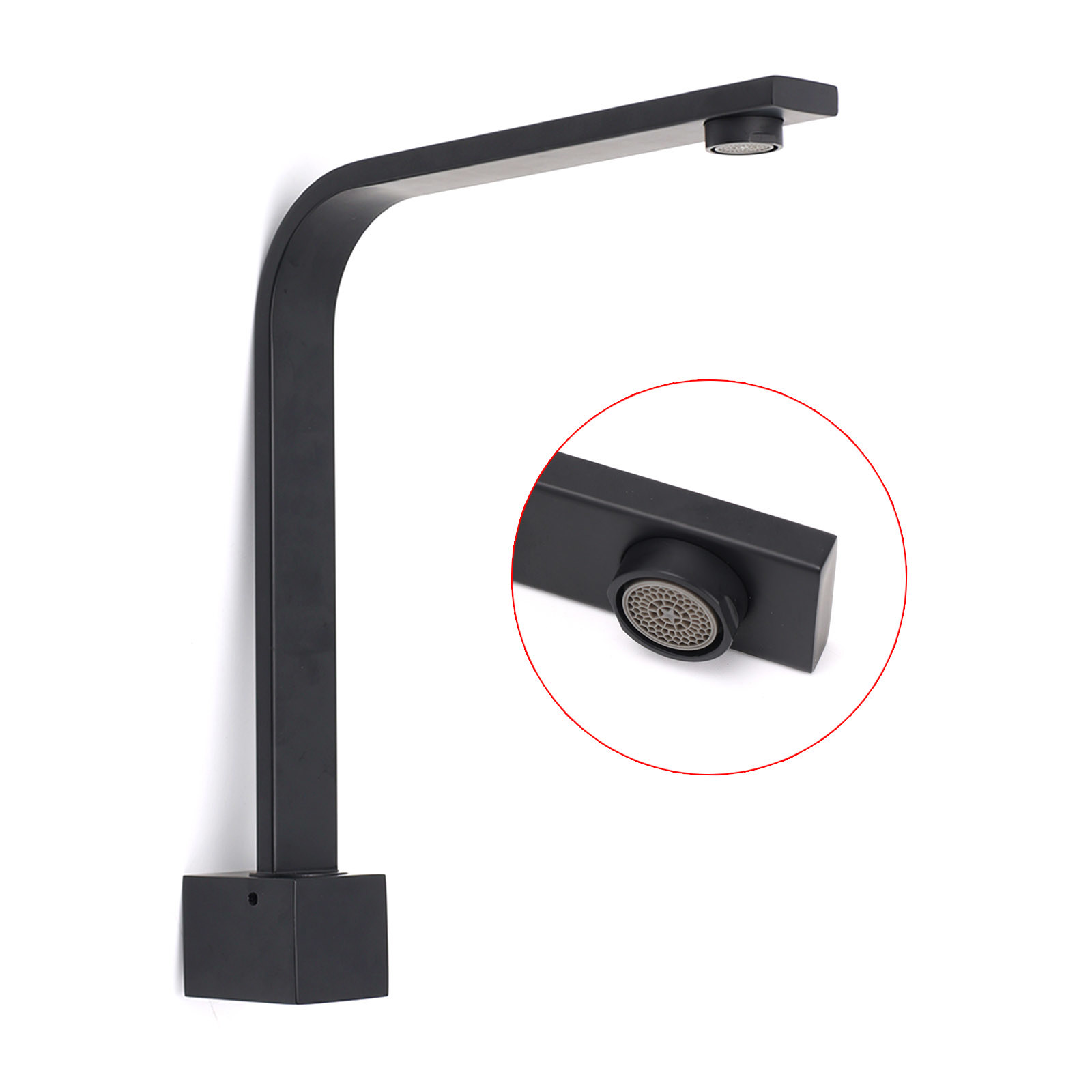 Black Gooseneck Arm High Rise Wall Mounted Bathtub Square Spout Water Outlet โ image 3