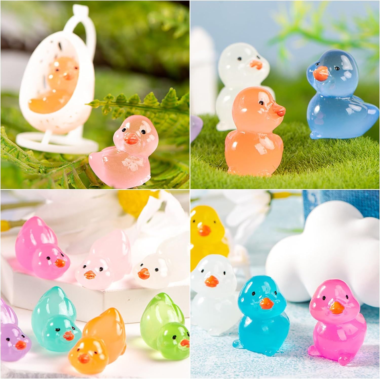 208 Pcs Mini Resin Duck Tiny Glow in The Dark Ducks Luminous Miniature Duck Figures Dollhouse Ornament Potted Plants Cake DIY — image 4
