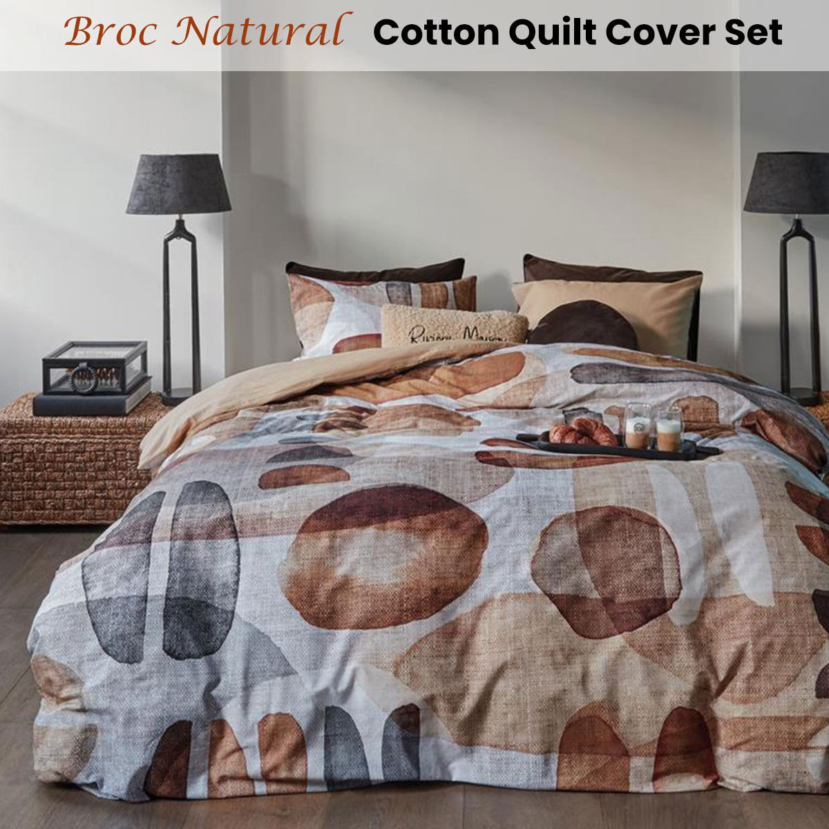 Bedding House Broc Natural Cotton Quilt Cover Set Queen โ image 2