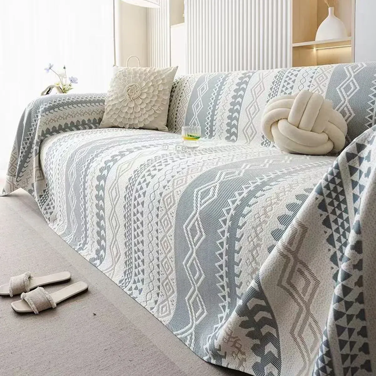 Sofa Cover Modern Geometric Green Breathable Soft for Living Room - 180 x 130cm โ image 6