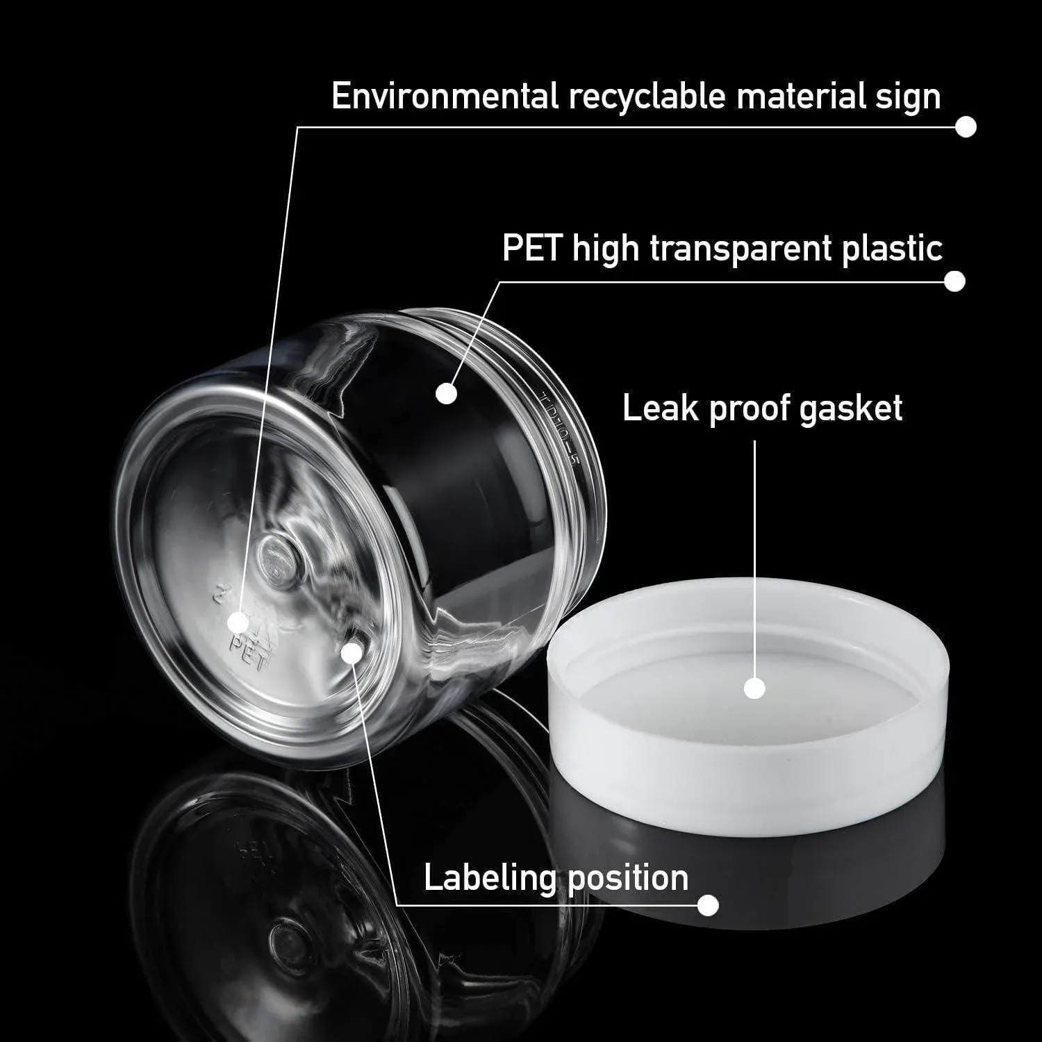 10pcs Transparent Wide Mouth Cream Dispenser White Lid Bottle Plastic Jar - 40ml โ image 4