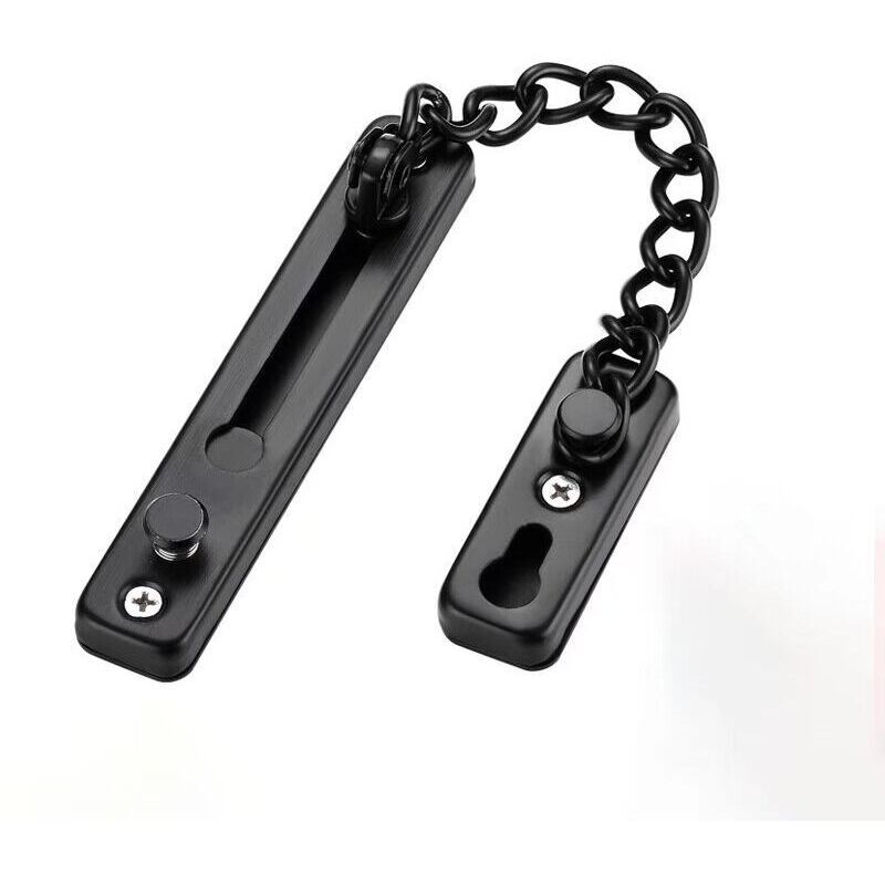 Door Chains, Anti-Theft Door Chain Lock, Reliable Stainless Steel Door Security Chain Door Latch Lock Ideal for Home Hotel, Black