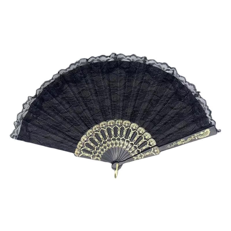 Foldable Lace Fan Handheld Chinese Vintage Style Hand Held Folding Fans for Party Wedding Dancing Decoration