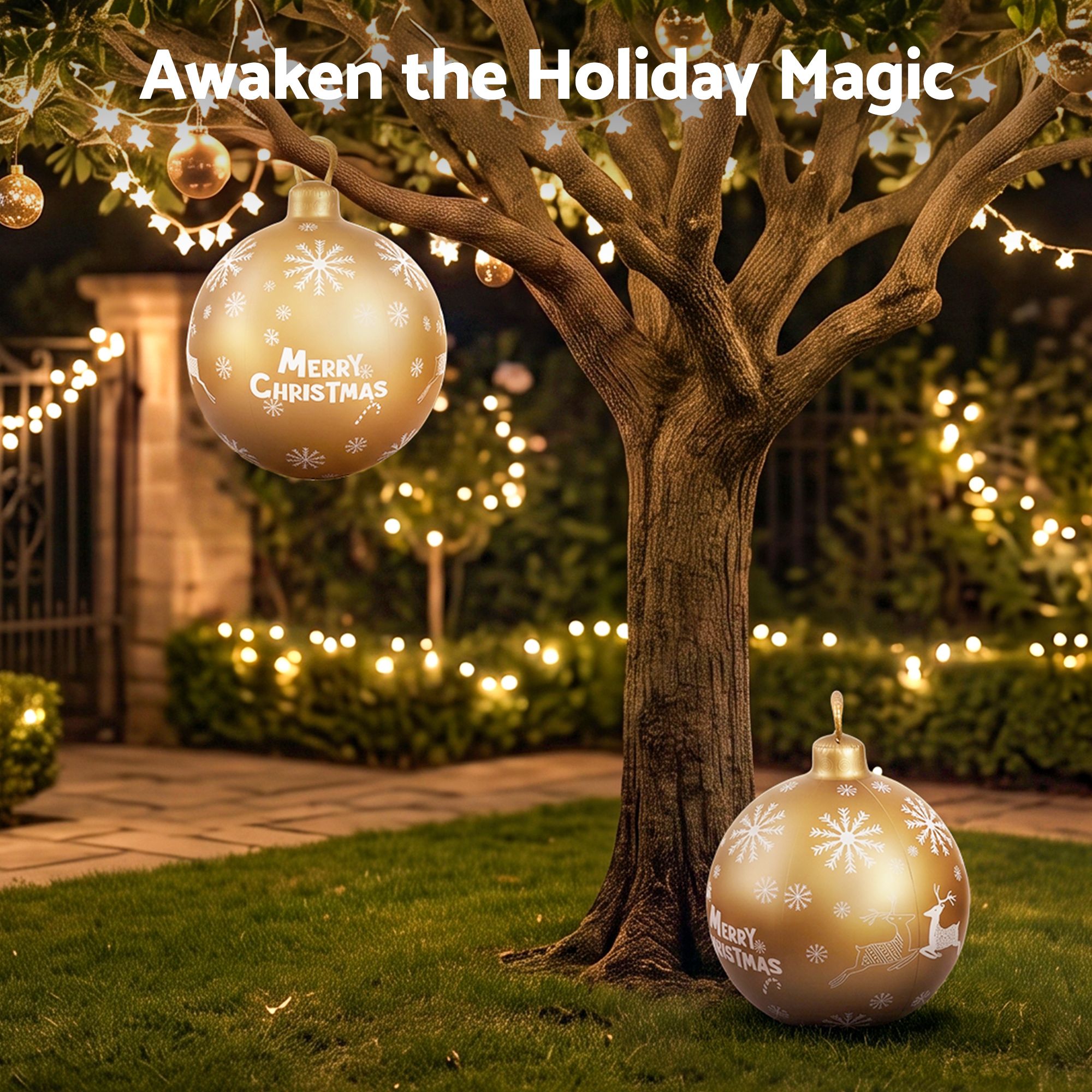Jingle Jollys Christmas Inflatable Ball Bauble 60cm Outdoor Decoration Gold โ image 6