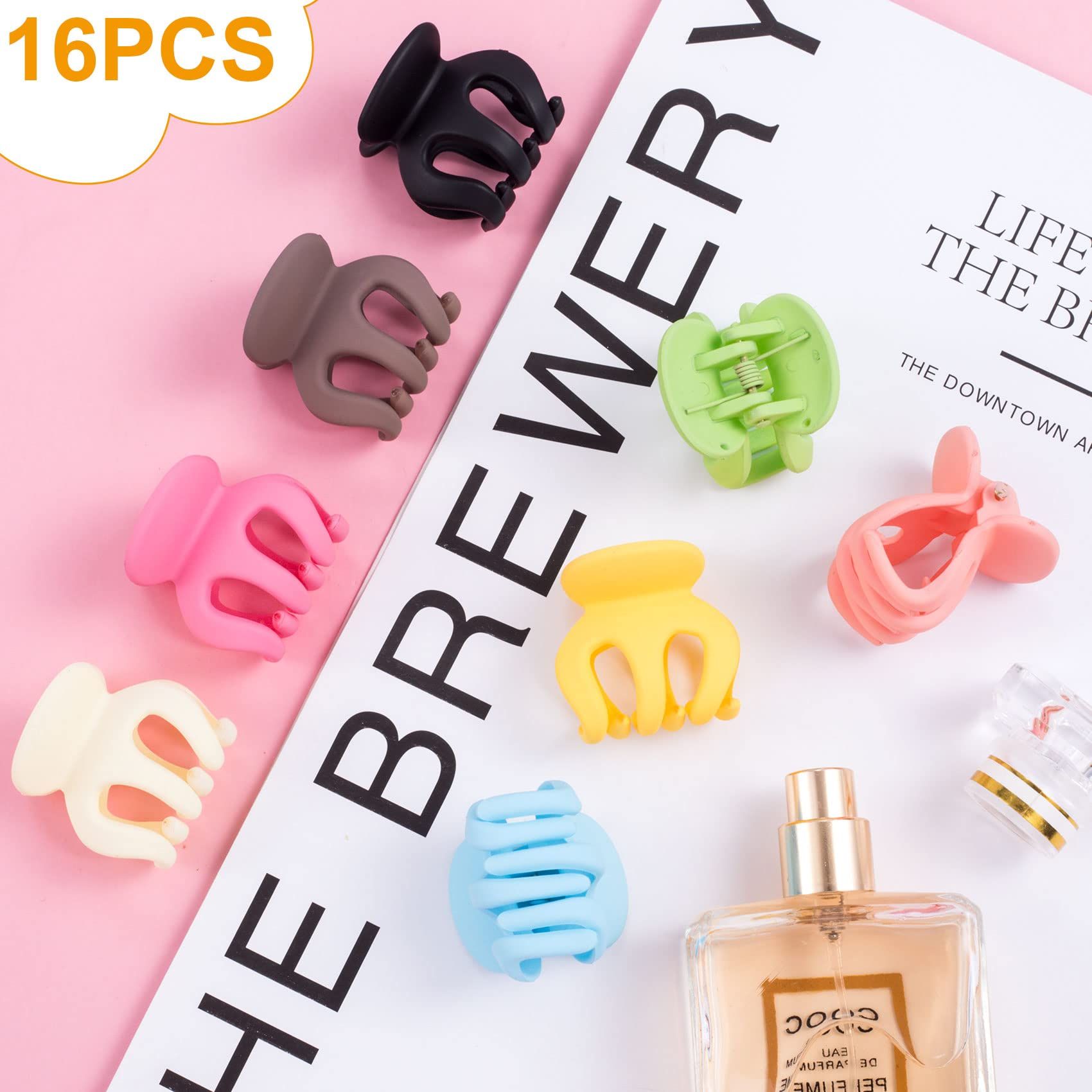 16pcs Small Hair Claw Clips for Women Girls High Ponytail Holder, Mini Claw Hair Clips for Thick Thin Hair, Colored Little Tiny — image 4